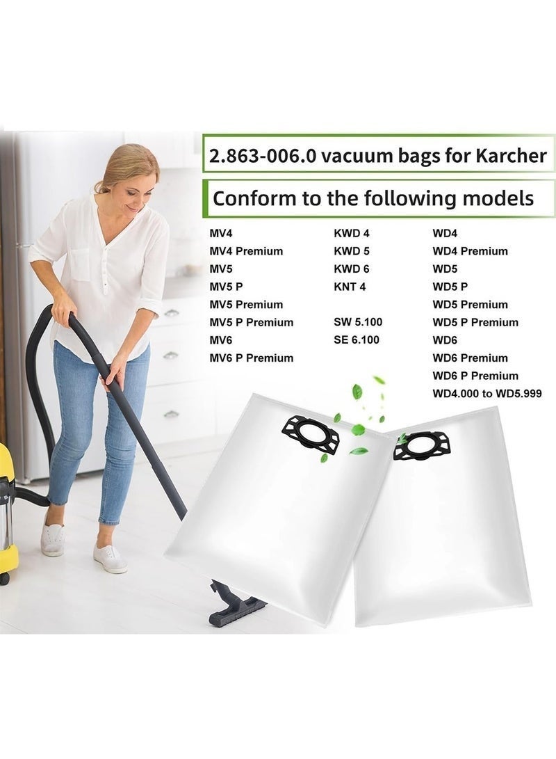 8 Packs Filter Vacuum Bag Set 2.863-006.0 | Premium Replacement for Karcher WD4/WD5/WD6/MV4/MV5/MV6 | Wet & Dry Use - Image 2